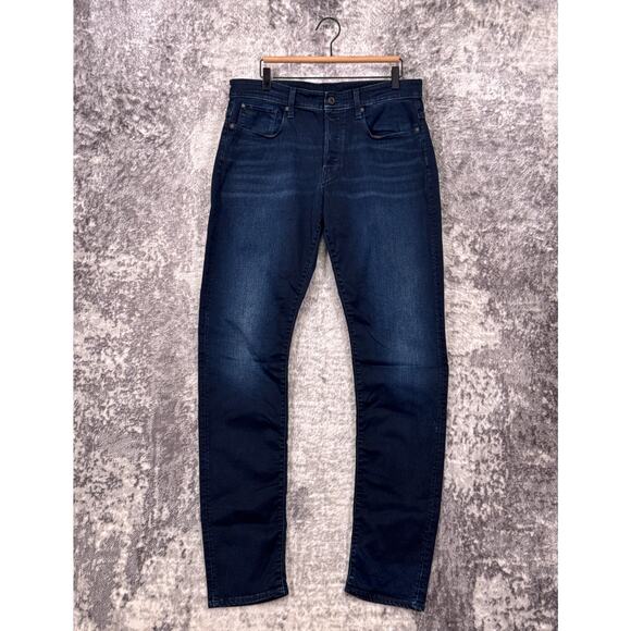 G Star Jeans 34 x 34 Mens 3301 Straight Tapered 3D Dark Denim Button Fly - Picture 1 of 10
